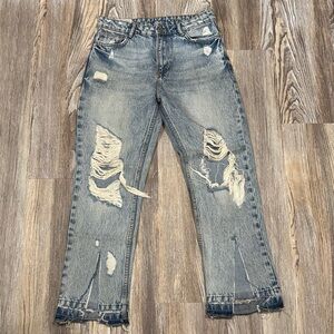 Distressed Blue Jeans